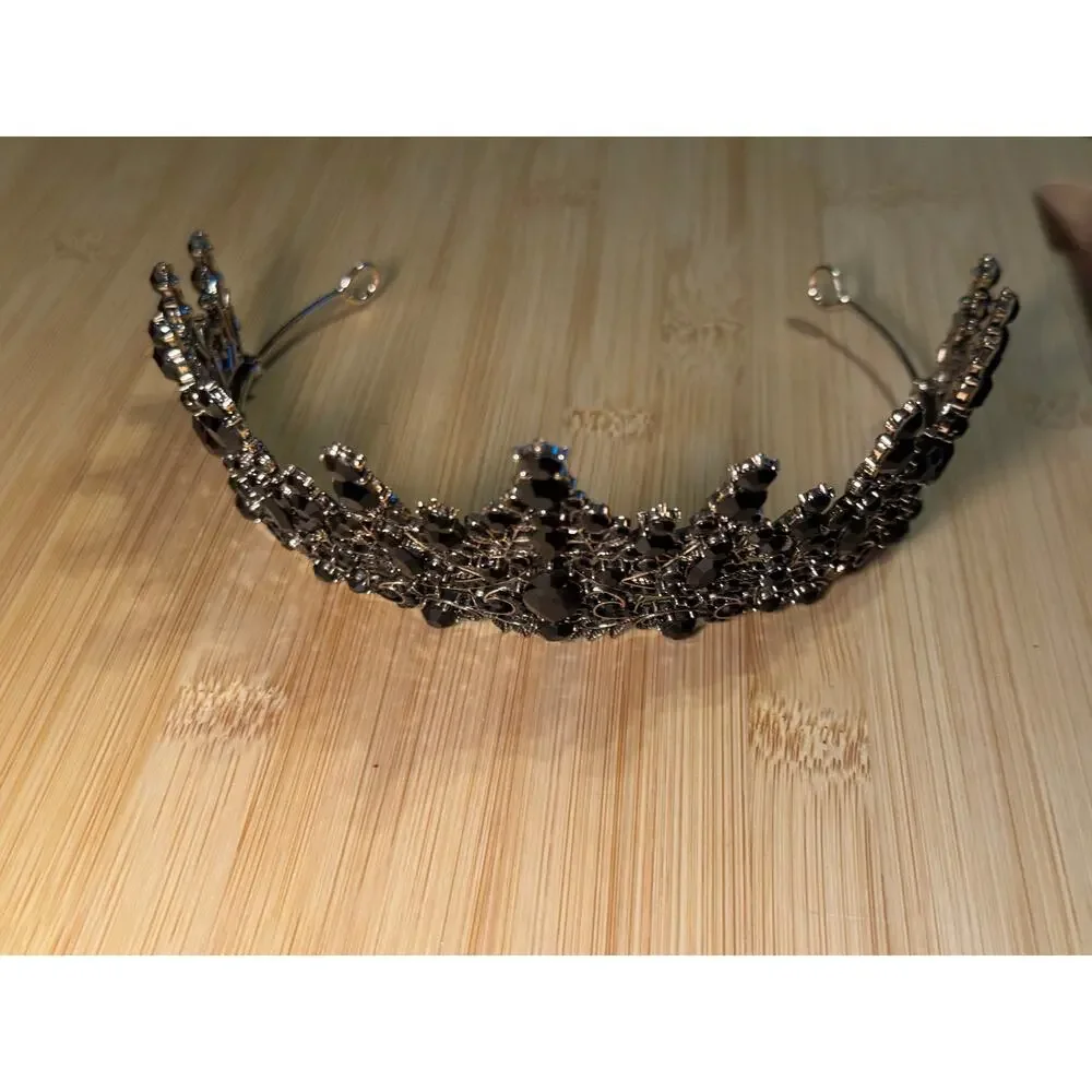 Silver w/ Black Rhinestones Princess Style Tiara